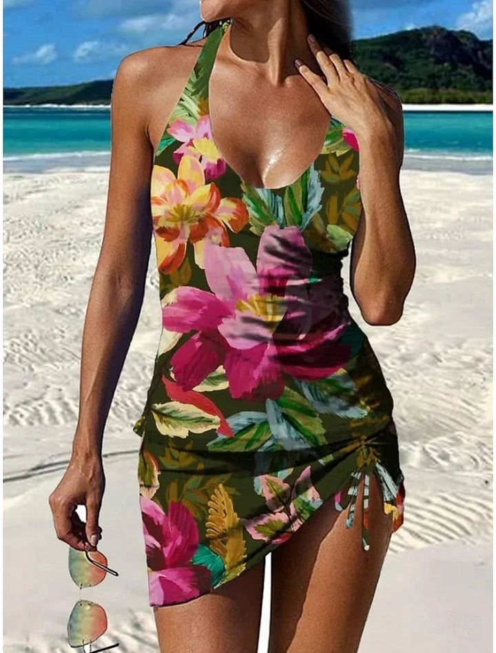 Floriana – Tankini floreale grafico con pantaloni, effetto ventre piatto