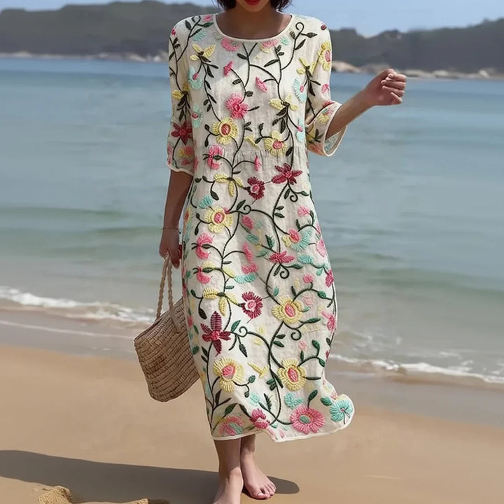 Federica– Vestito Donna con Ricami Floreali