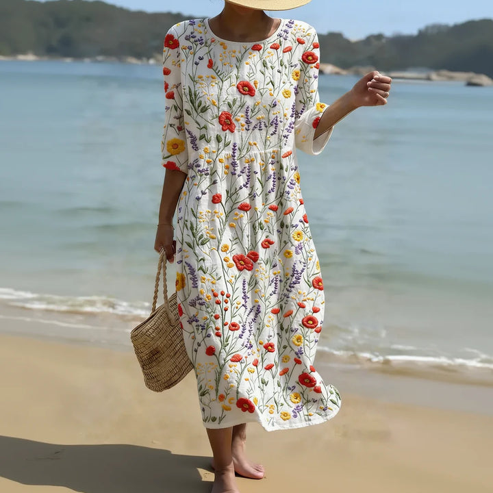 Federica– Vestito Donna con Ricami Floreali