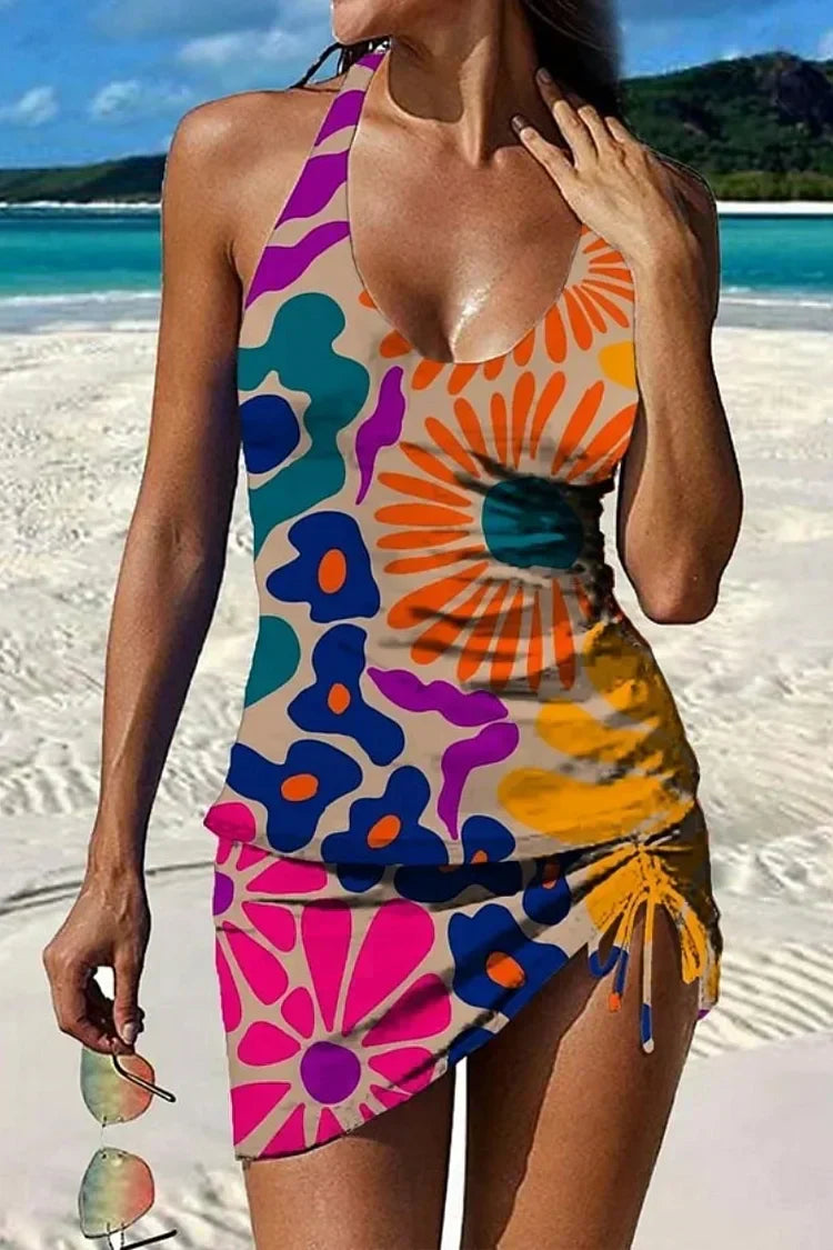 Floriana – Tankini floreale grafico con pantaloni, effetto ventre piatto