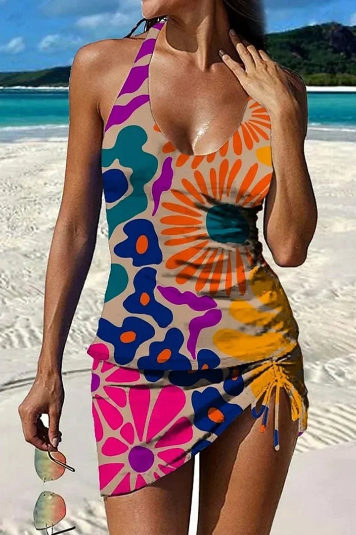 Floriana – Tankini floreale grafico con pantaloni, effetto ventre piatto