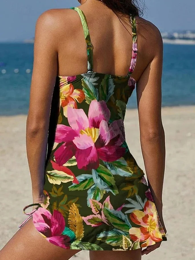 Floriana – Tankini floreale grafico con pantaloni, effetto ventre piatto