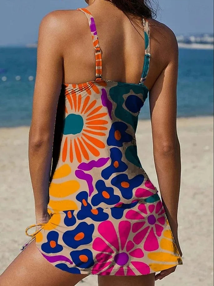 Floriana – Tankini floreale grafico con pantaloni, effetto ventre piatto