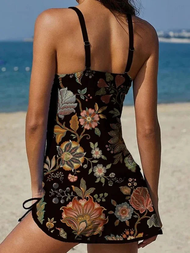 Floriana – Tankini floreale grafico con pantaloni, effetto ventre piatto