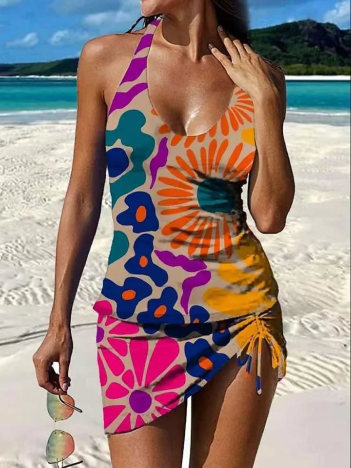 Floriana – Tankini floreale grafico con pantaloni, effetto ventre piatto