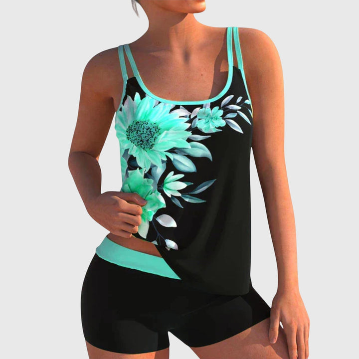 Rossella – Tankini floreale con pantaloni corti, effetto pancia piatta